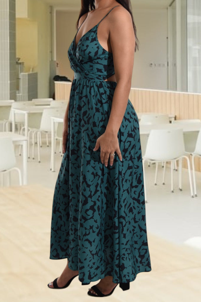 Ladies Dark Green Tie Back Maxi Dress - StylePhase SA