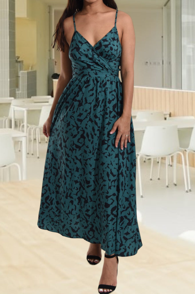 Ladies Dark Green Tie Back Maxi Dress - StylePhase SA