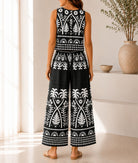 Ladies Dark Green Tropical Print Wide Leg Two Piece - StylePhase SA