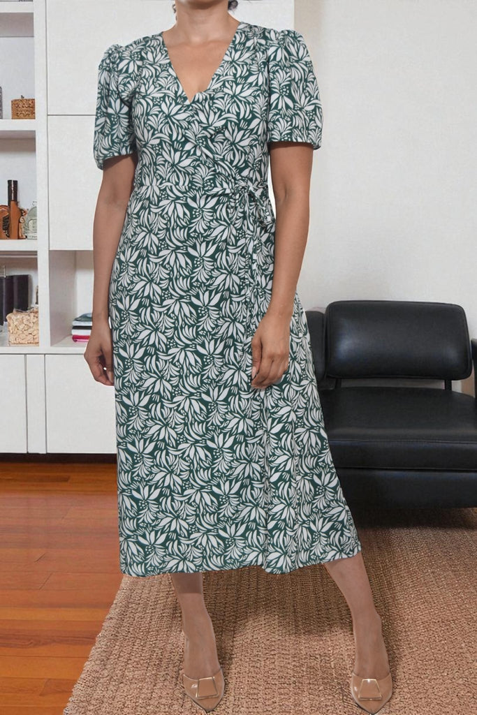 Ladies Dark Green Wrap Dress - StylePhase SA