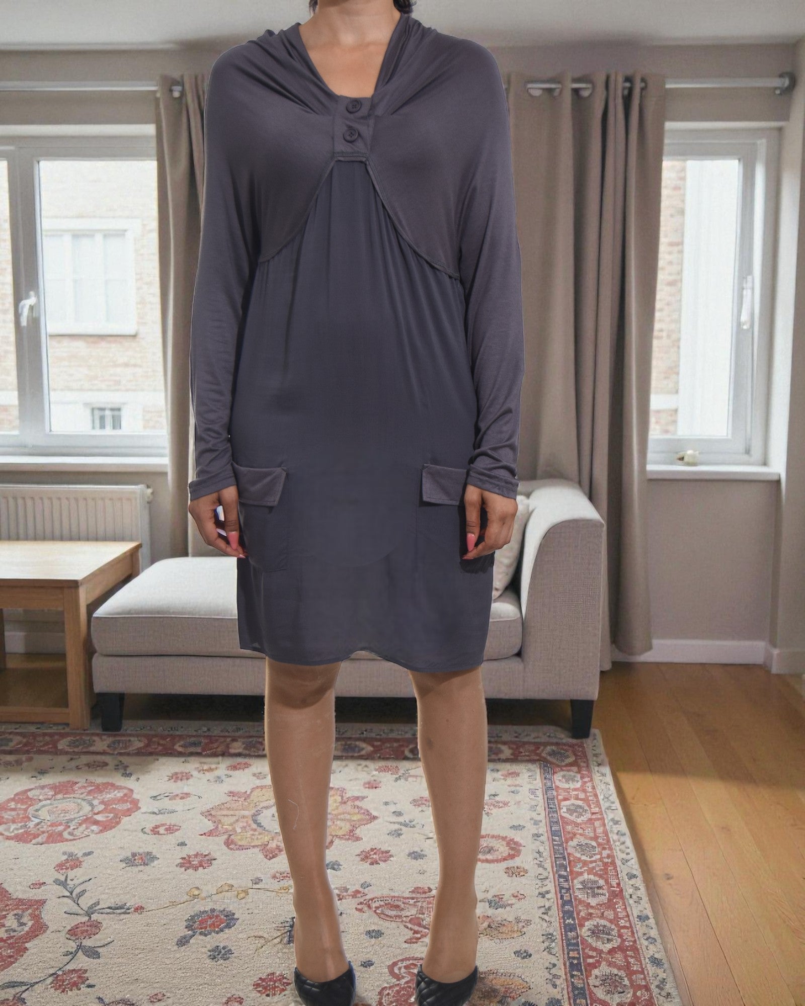 Ladies Dark Grey Pocket Dress - StylePhase SA