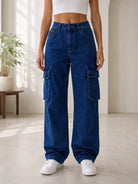 Ladies Dark Wash Side Flap Pocket Jeans - StylePhase SA