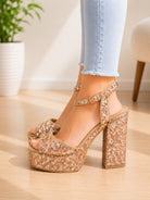 Ladies Dena Nude Glitter Heels - StylePhase SA