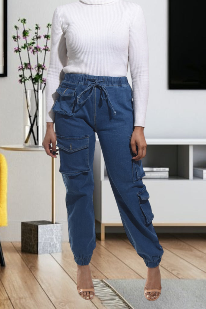 Ladies Denim Cuff Cargo Jeans - StylePhase SA
