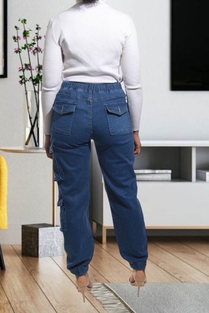 Ladies Denim Cuff Cargo Jeans - StylePhase SA