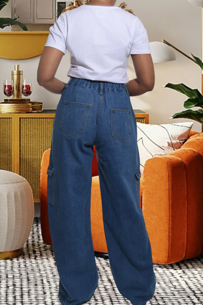 Ladies Denim High Waist Cargo Jeans - StylePhase SA