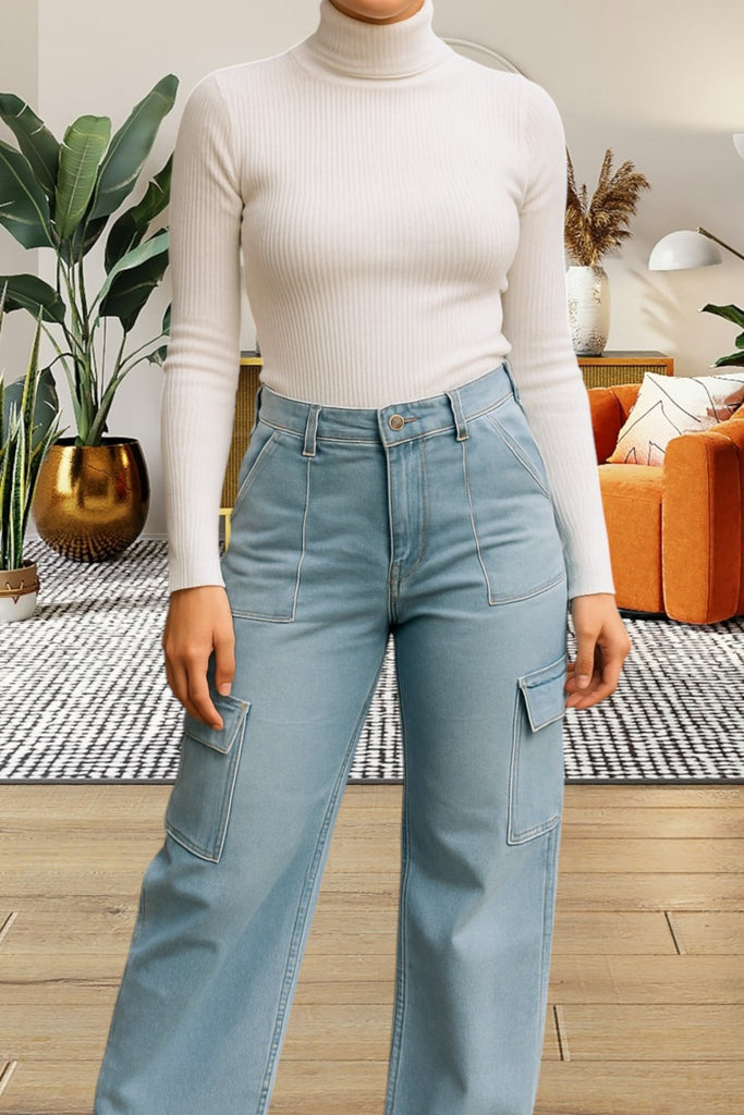 Ladies Denim Stain Cargo Jeans - StylePhase SA