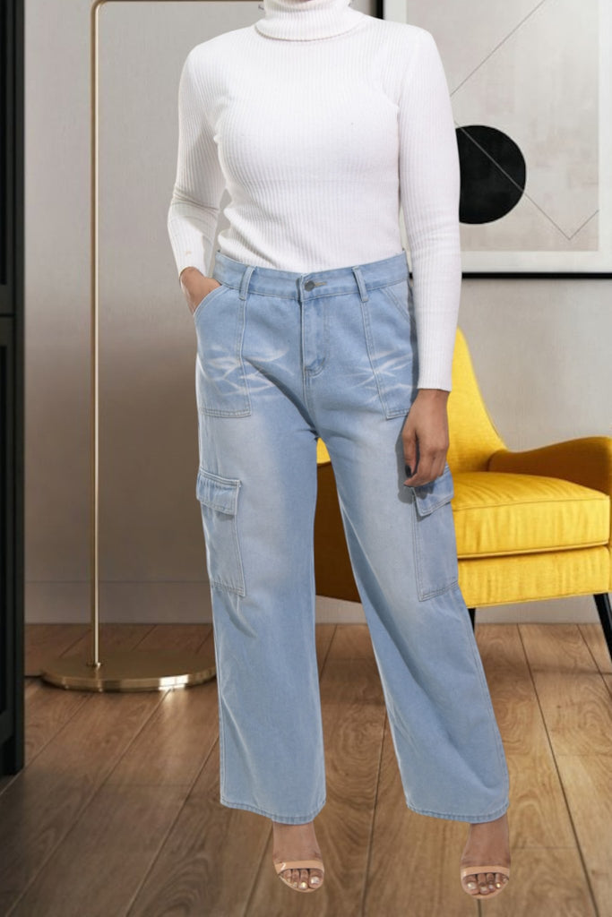 Ladies Denim Stain Cargo Jeans - StylePhase SA