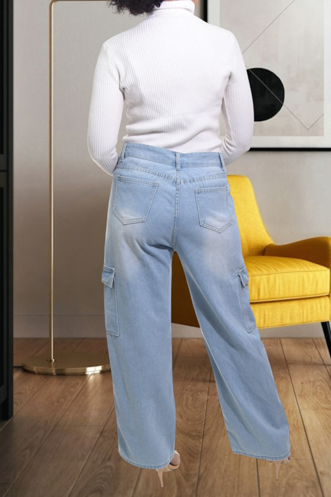Ladies Denim Stain Cargo Jeans - StylePhase SA