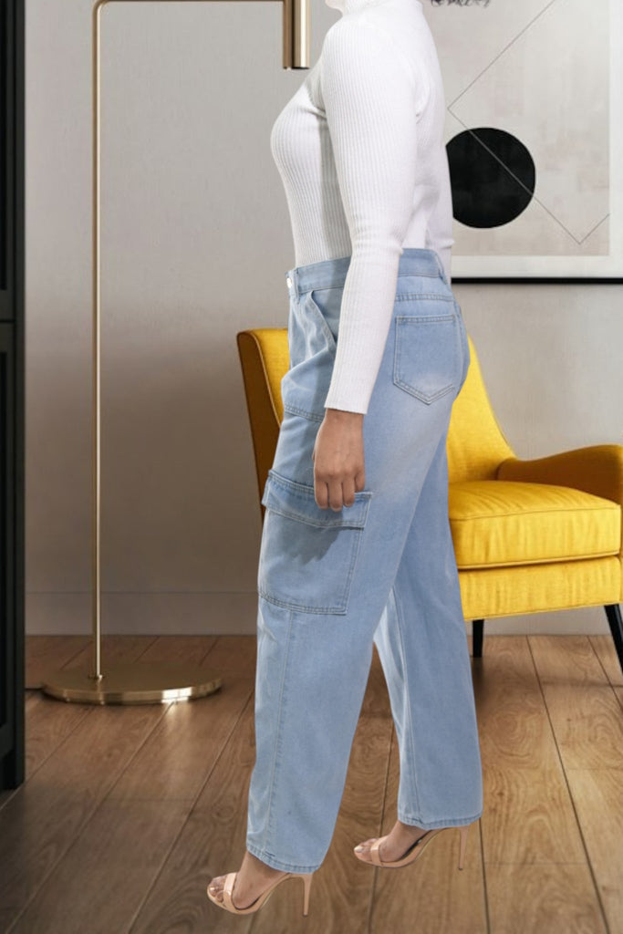 Ladies Denim Stain Cargo Jeans - StylePhase SA