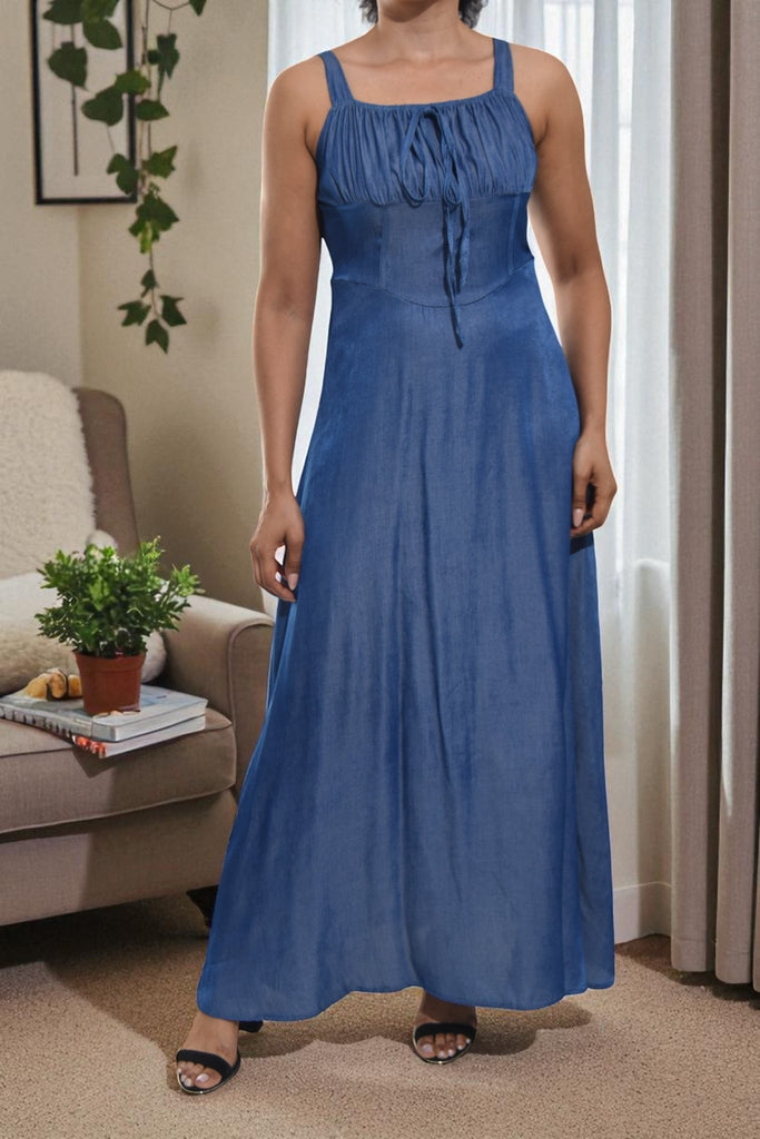 Ladies Denim Tie Front Dress - StylePhase SA