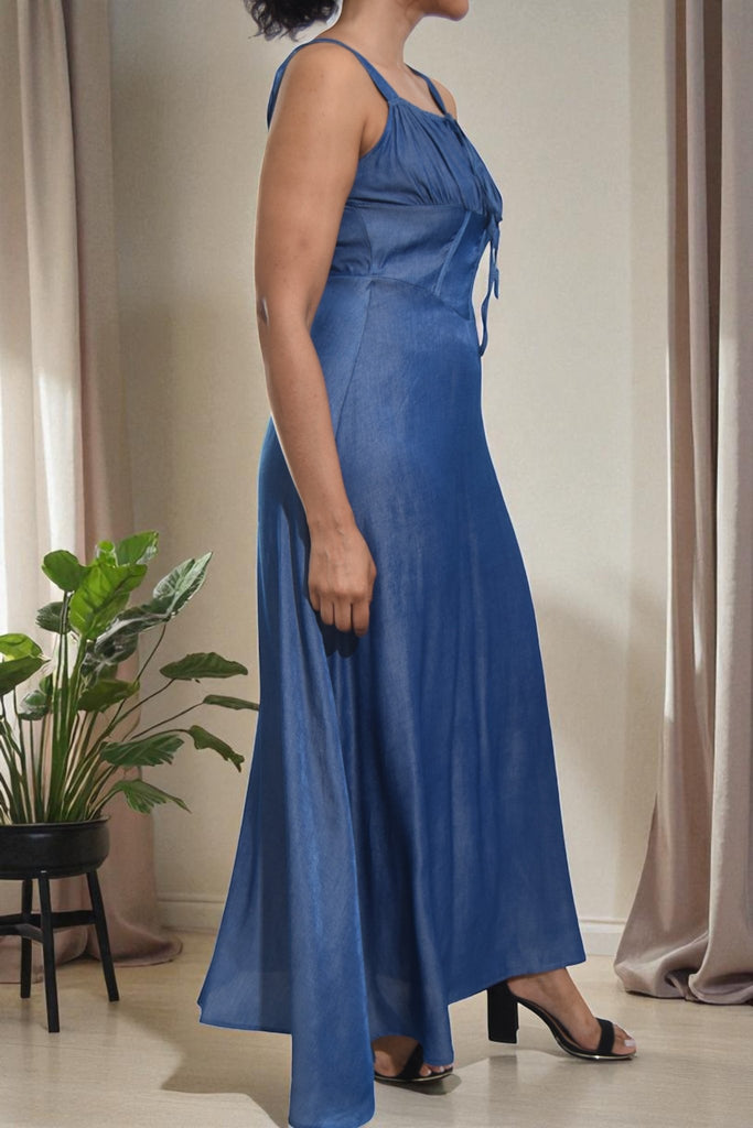 Ladies Denim Tie Front Dress - StylePhase SA