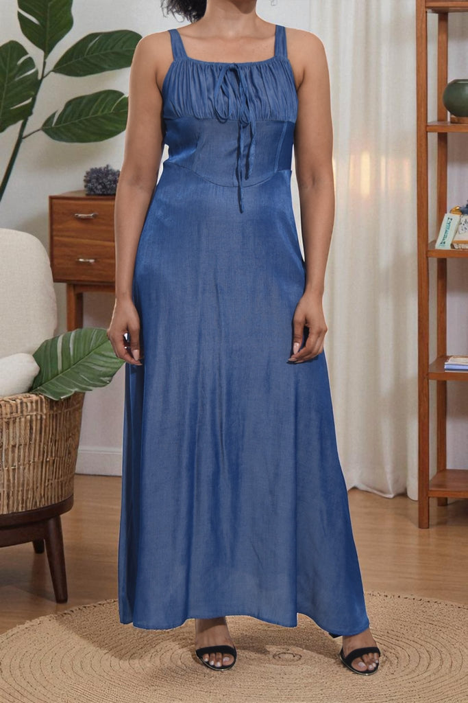 Ladies Denim Tie Front Dress - StylePhase SA