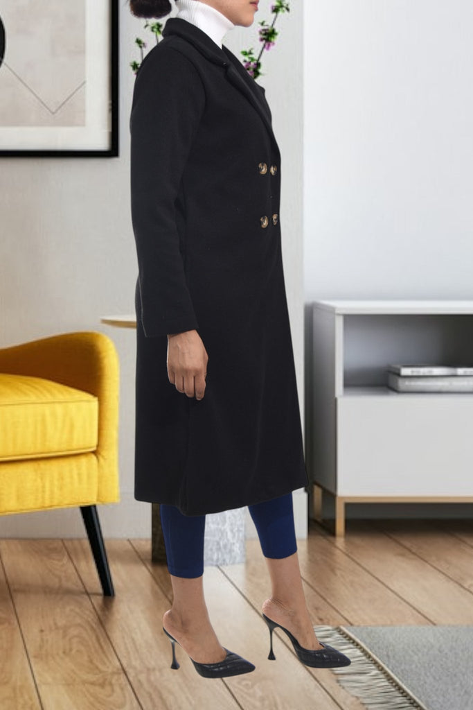 Ladies Double Breast Black Coat - StylePhase SA