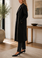 Ladies Double Breast Black Melton Coat - StylePhase SA