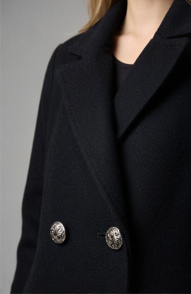 Ladies Double Breast Black Melton Coat - StylePhase SA