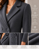 Ladies Double Breast Melton Coat Charcoal Grey - StylePhase SA