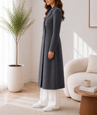 Ladies Double Breast Melton Coat Charcoal Grey - StylePhase SA