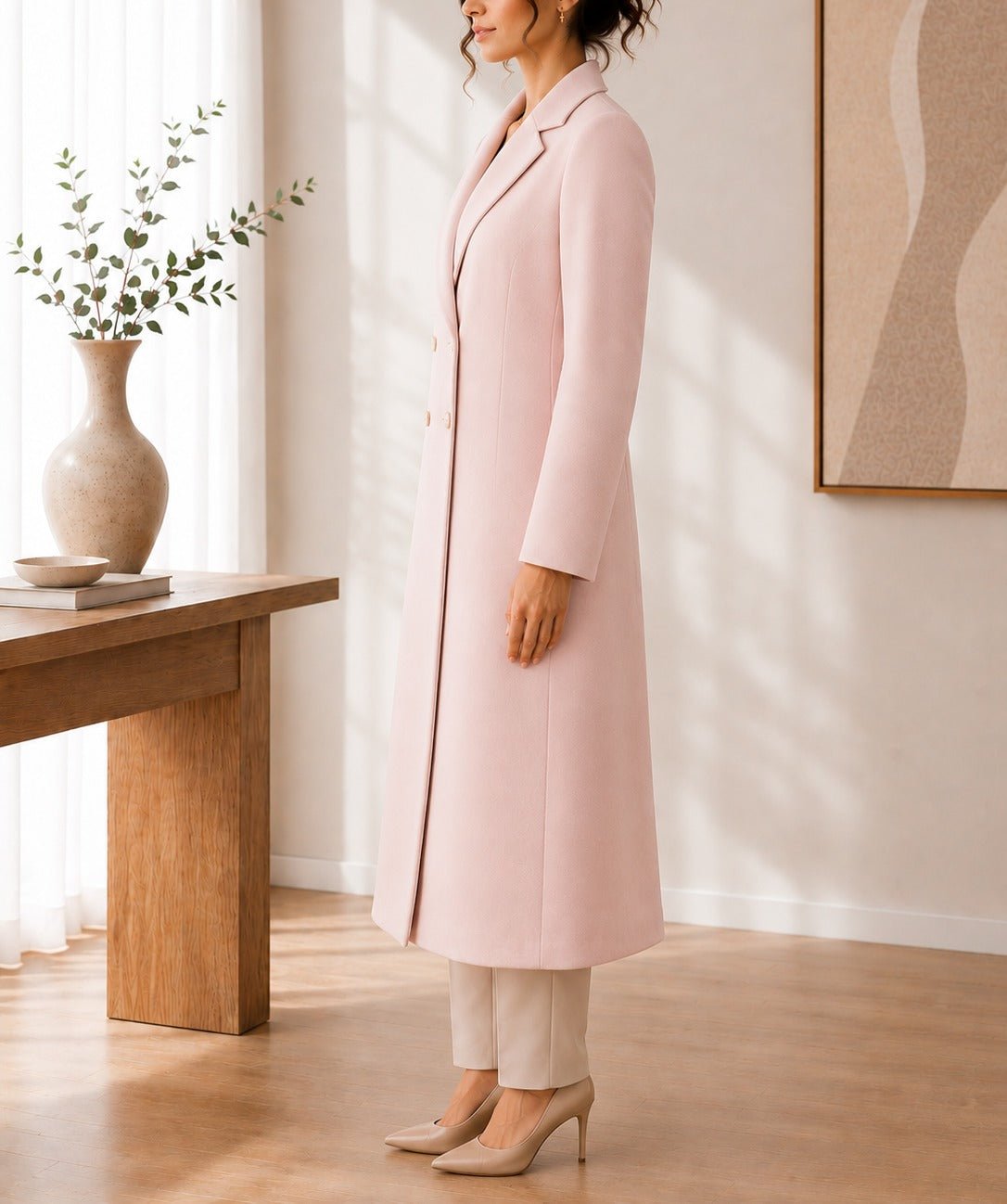 Ladies Double Breast Melton Coat Mink - StylePhase SA