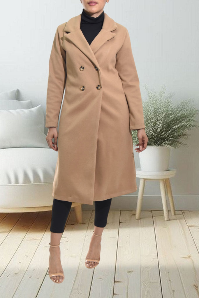 Ladies Double Breast Tan Coat - StylePhase SA