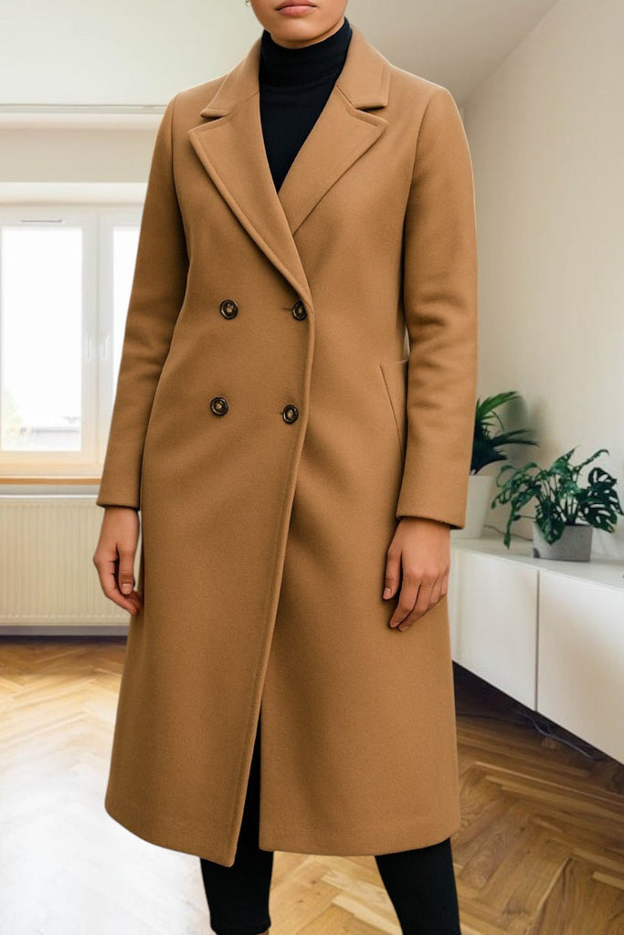 Ladies Double Breast Tan Coat - StylePhase SA