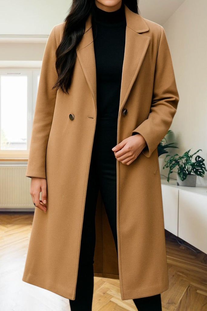 Ladies Double Breast Tan Coat - StylePhase SA