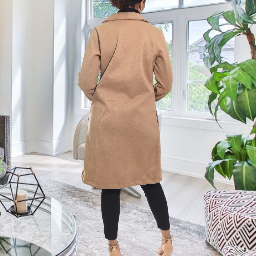 Ladies Double Breast Tan Coat (No Pocket) - StylePhase SA