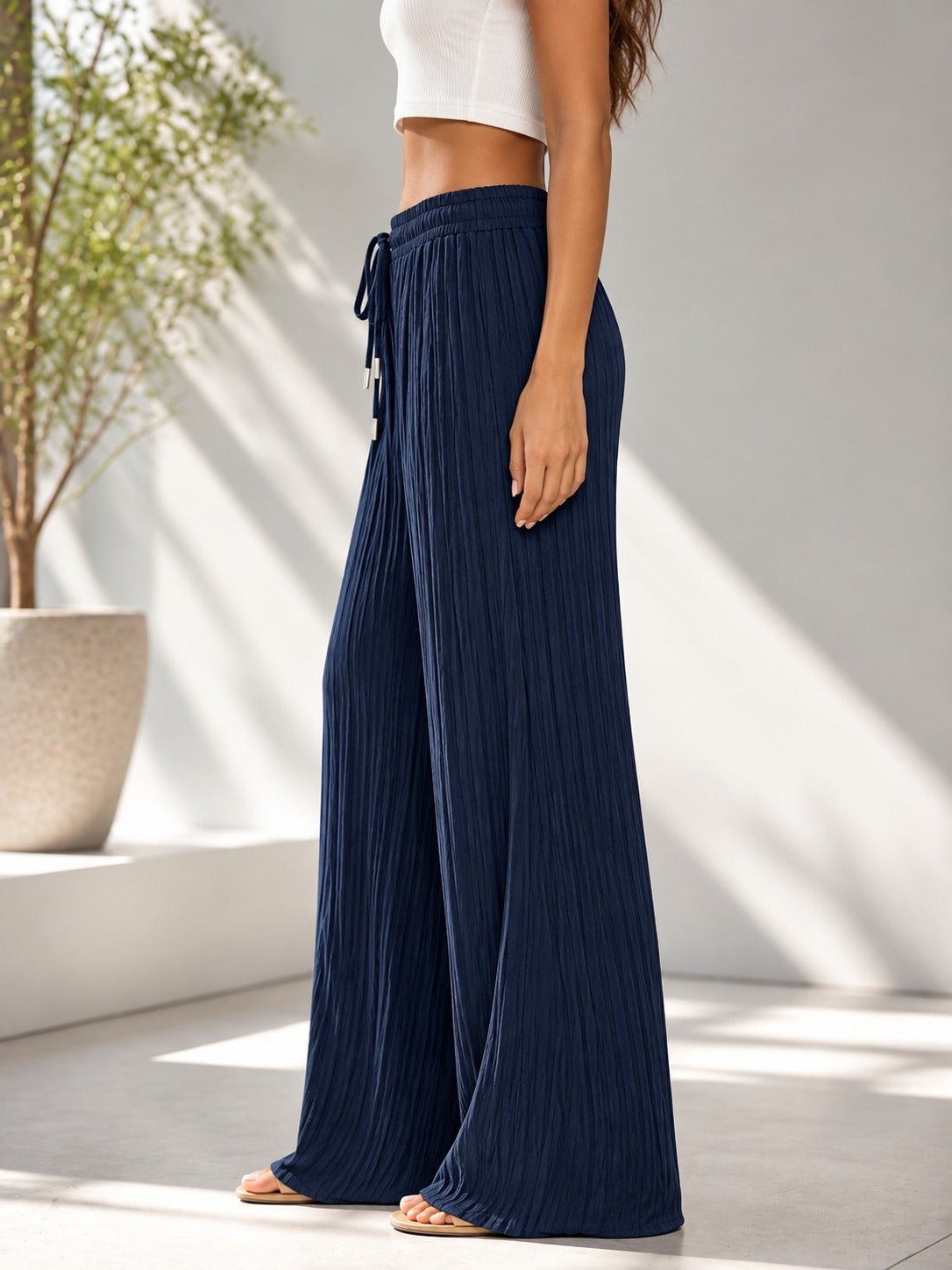 Ladies Draw String Pants-Navy - StylePhase SA