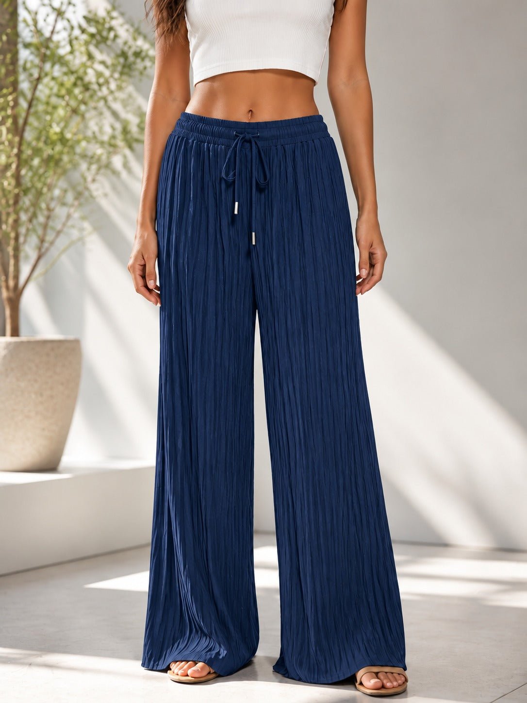 Ladies Draw String Pants-Navy - StylePhase SA