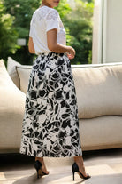 Ladies Elastic Skirt - Black Floral - StylePhase SA