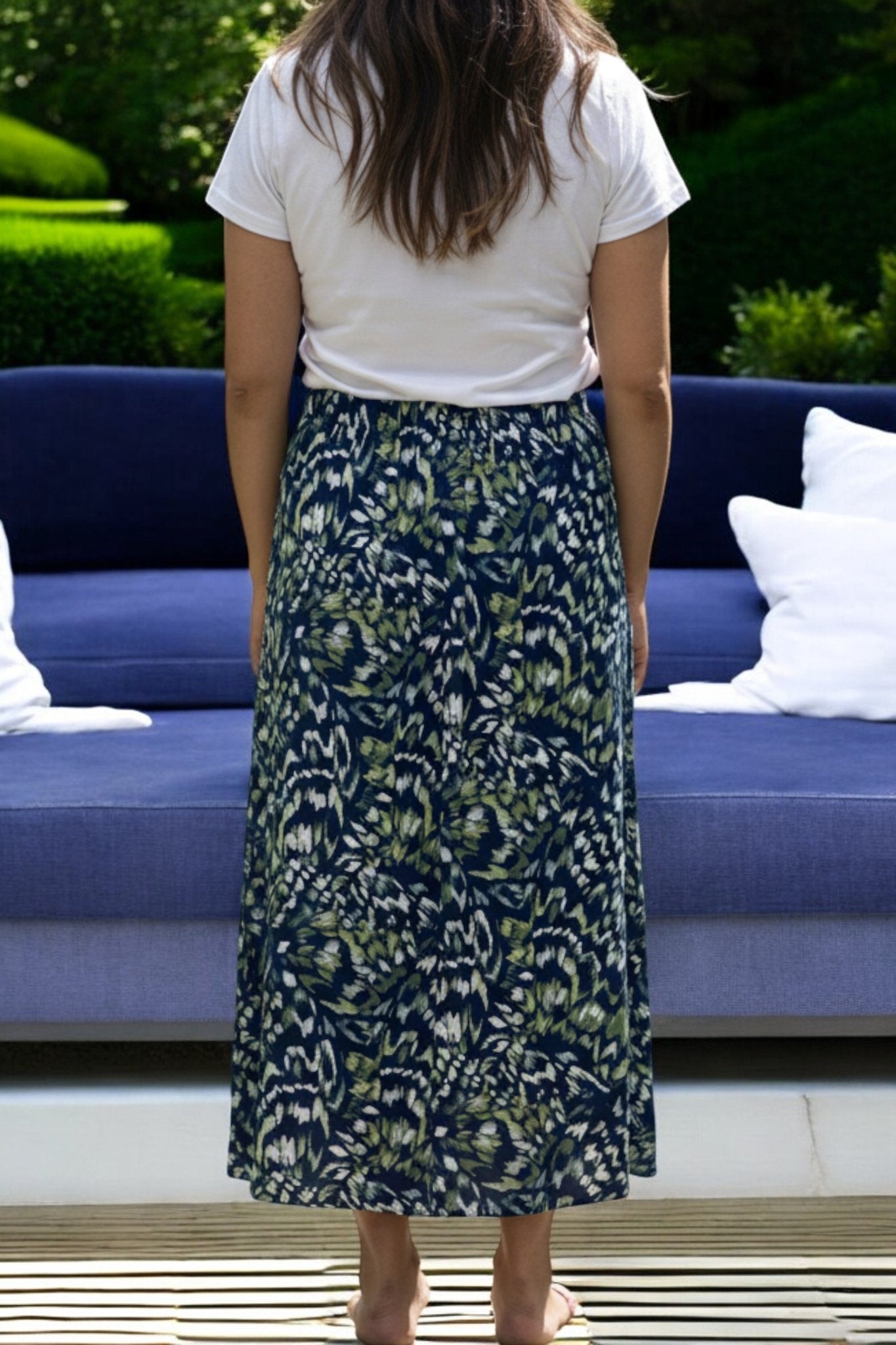 Ladies Elastic Skirt - Green Printed - StylePhase SA