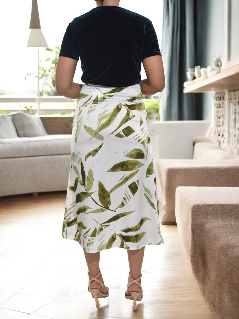 Ladies Elastic Skirt - Leaf Print - StylePhase SA