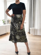 Ladies Elastic Skirt - Olive Floral - StylePhase SA