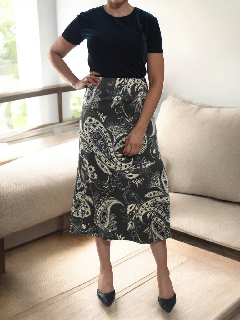 Ladies Elastic Skirt - Olive Paisley - StylePhase SA