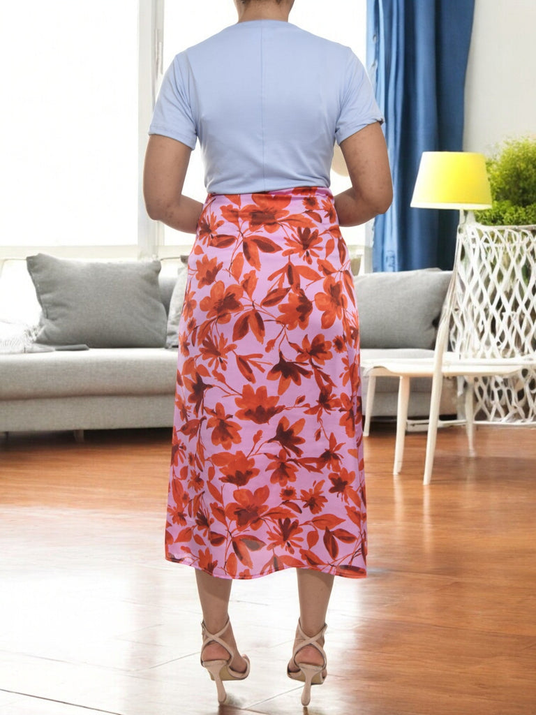 Ladies Elastic Skirt - Orange Floral - StylePhase SA