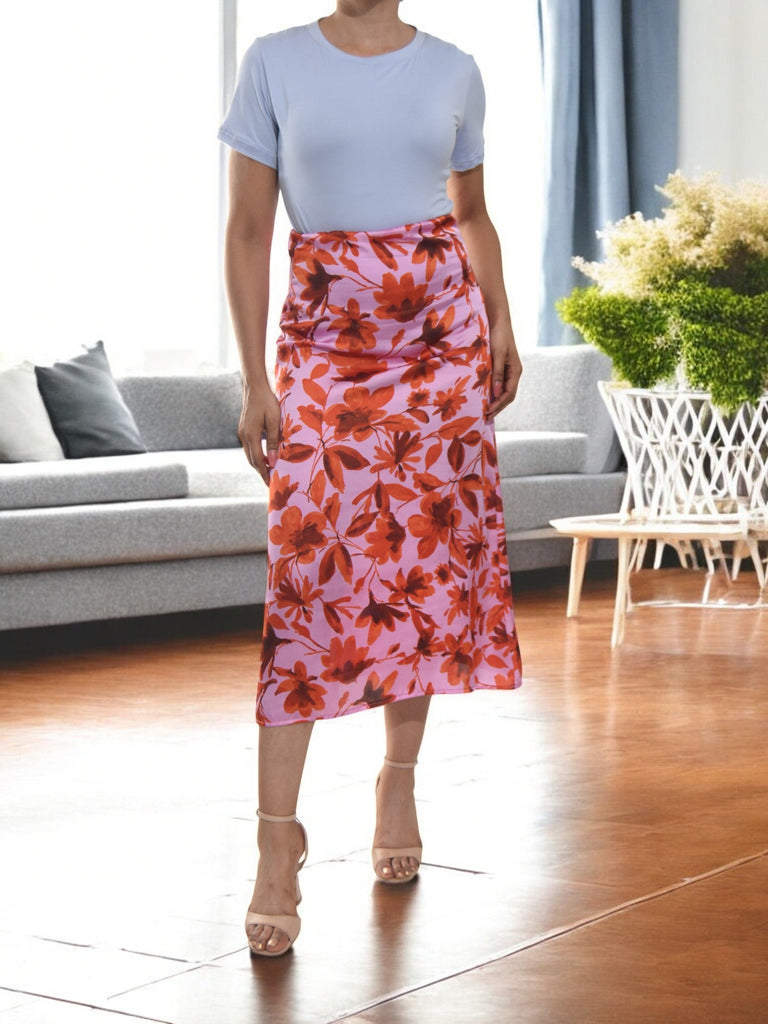 Ladies Elastic Skirt - Orange Floral - StylePhase SA