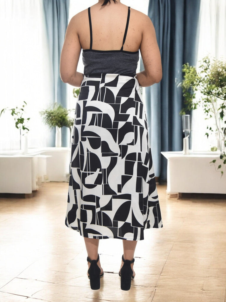 Ladies Elastic Skirt - White Pattern - StylePhase SA