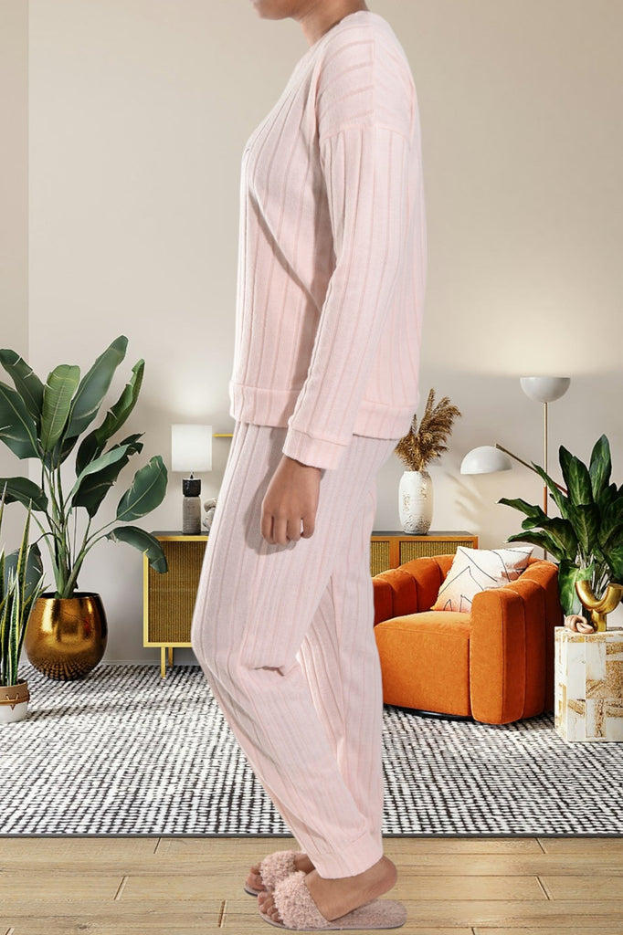 Ladies Embroidered Light Pink Pyjama Set - StylePhase SA