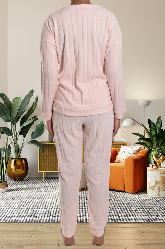 Ladies Embroidered Light Pink Pyjama Set - StylePhase SA