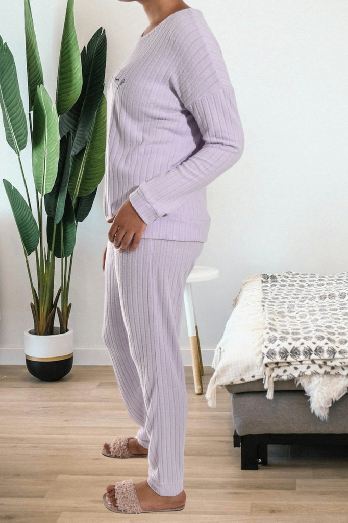 Ladies Embroidered Lilac Pyjama Set - StylePhase SA