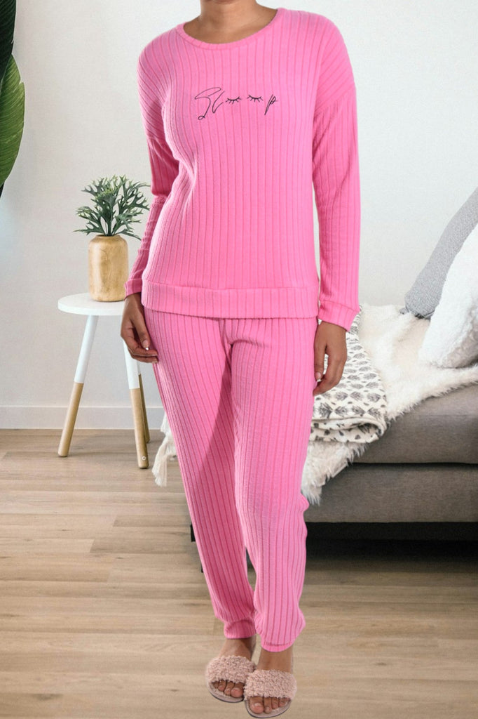 Ladies Embroidered Pink Pyjama Set - StylePhase SA