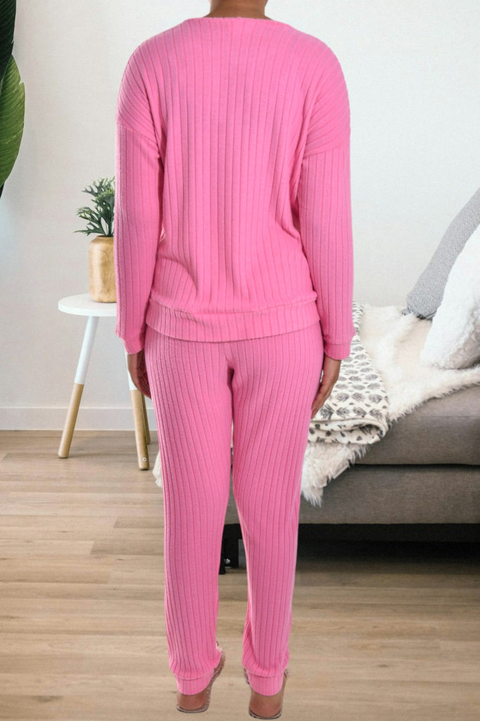 Ladies Embroidered Pink Pyjama Set - StylePhase SA
