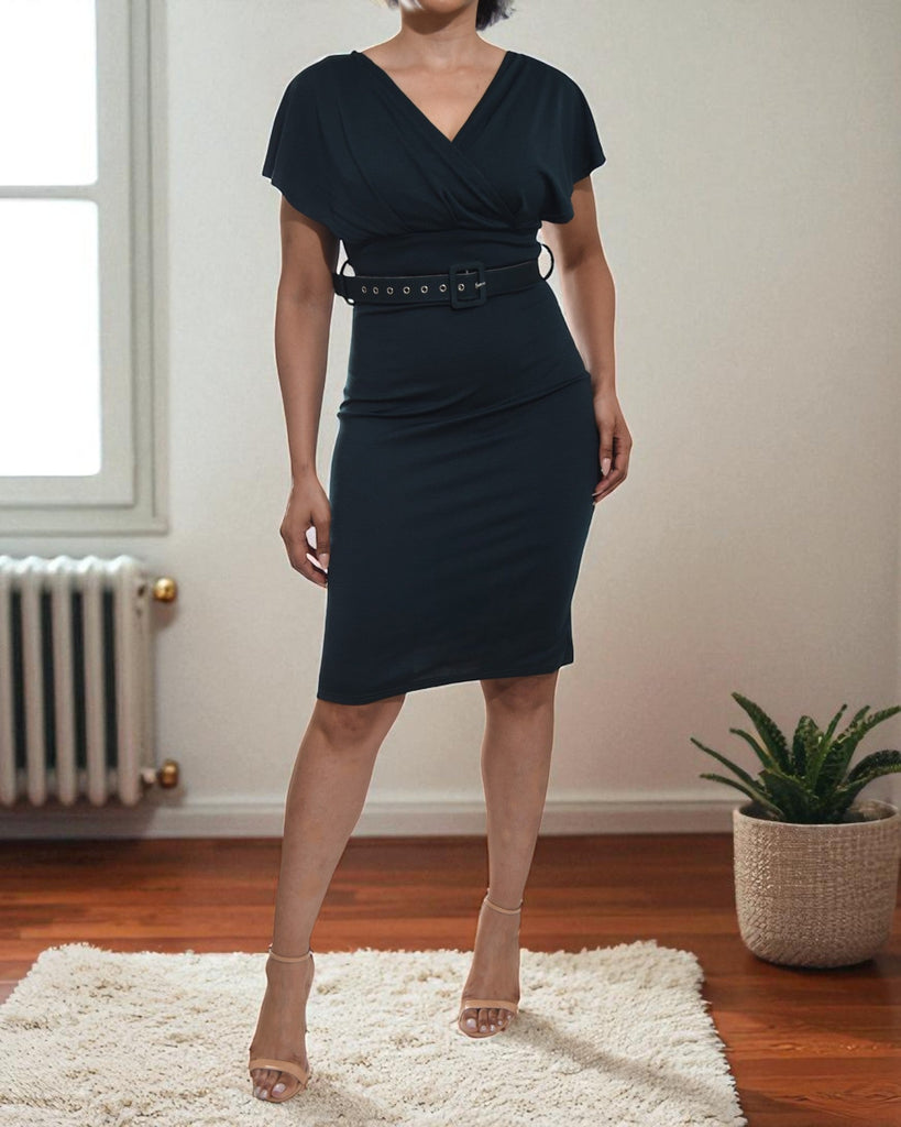 Ladies Emerald Belt Zip Back Dress - StylePhase SA