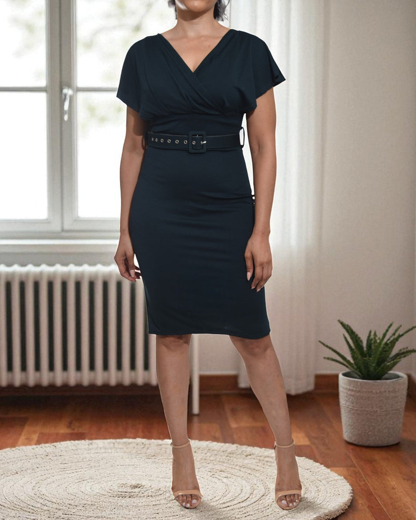 Ladies Emerald Belt Zip Back Dress - StylePhase SA