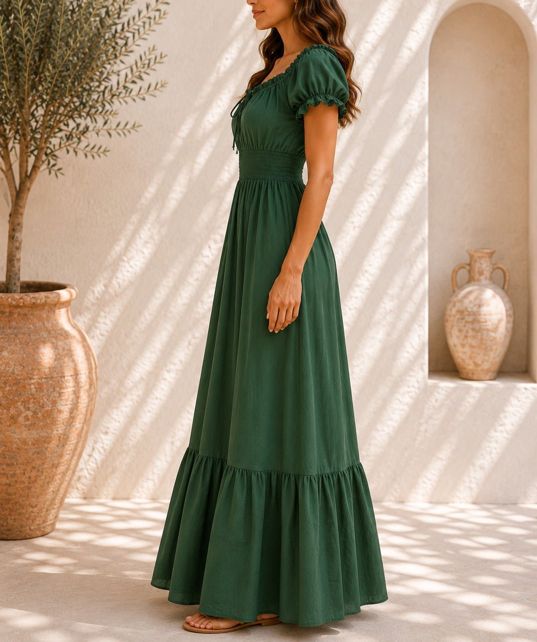 Ladies Emerald Tie Front Tier Dress - StylePhase SA