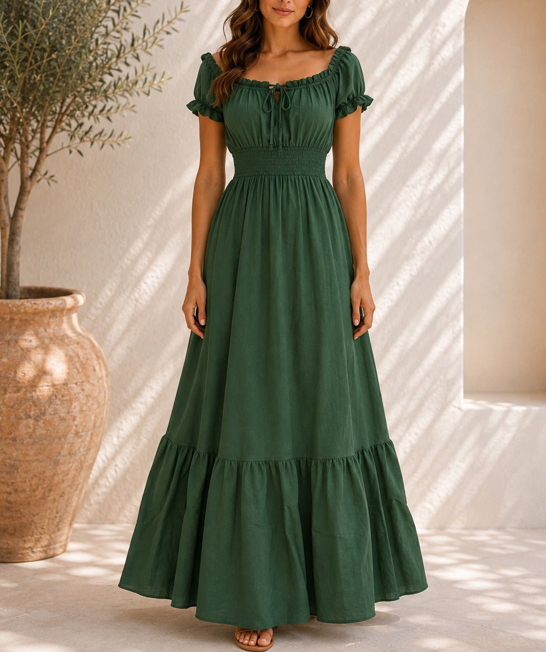 Ladies Emerald Tie Front Tier Dress - StylePhase SA