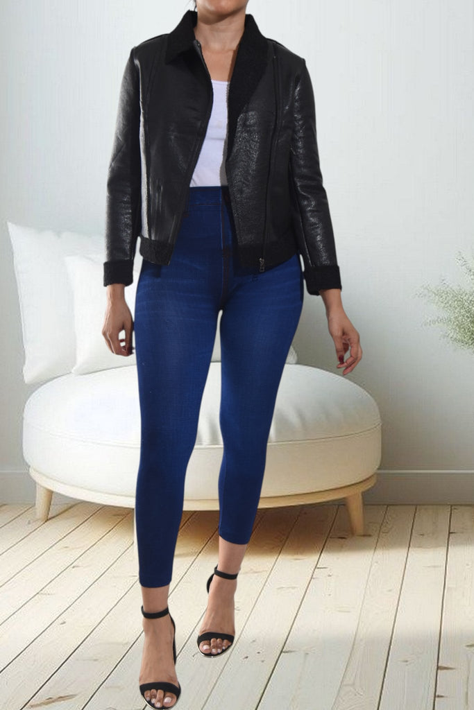 Ladies Faux Black Crop Jacket - StylePhase SA