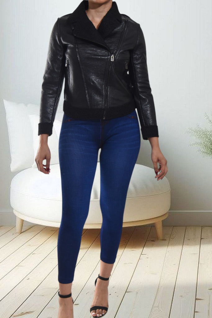 Ladies Faux Black Crop Jacket - StylePhase SA