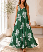 Ladies Fern Print Maxi Dress -Dark Green - StylePhase SA