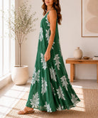 Ladies Fern Print Maxi Dress -Dark Green - StylePhase SA